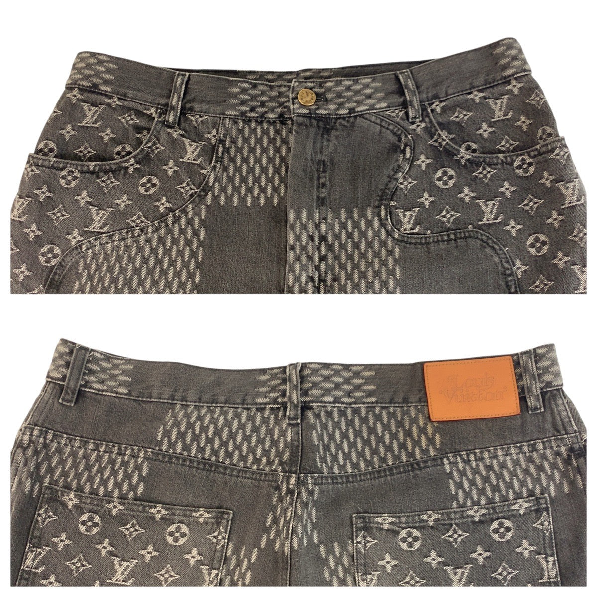24634
LOUIS VUITTON ルイヴィトン NIGO ジャイアントダミエウェーブモノグラム サイズ36 ブラック 黒 コットン デニムパンツ ストレートパンツ メンズ ABP