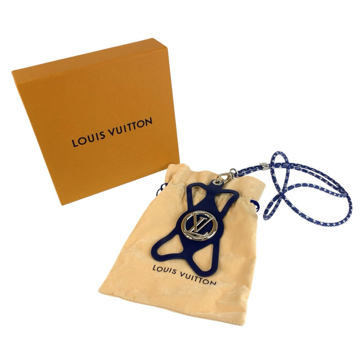 24637
LOUIS VUITTON ルイヴィトン LVサークル フォンホルダー ルイーズ ブルー シルバー金具 シリコン M69268 iPhoneホルダー スマホホルダー メンズ SA48