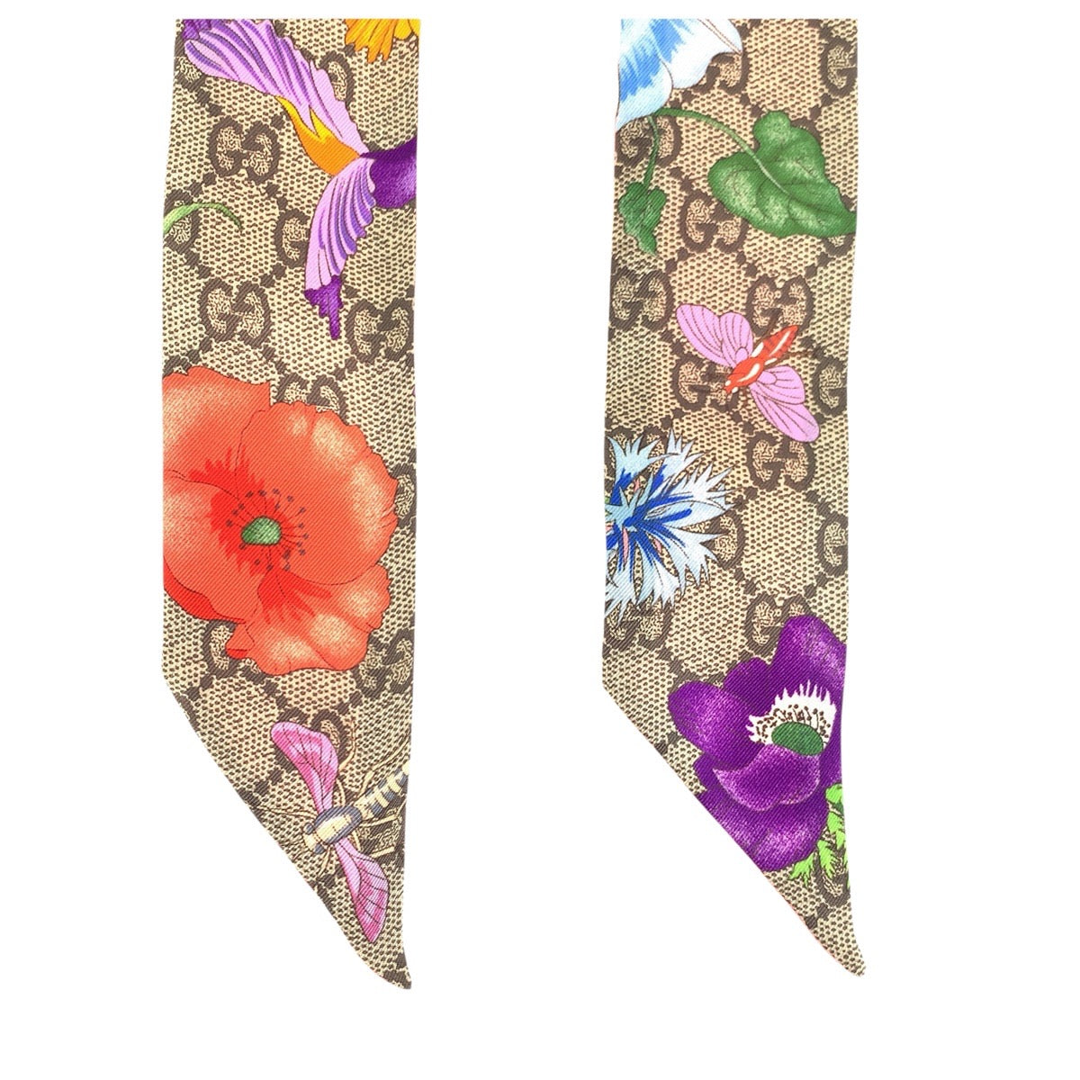 24640
GUCCI グッチ フローラ プリント GGパターン ベージュ マルチカラー シルク 609317 スカーフ リボンスカーフ レディース A18