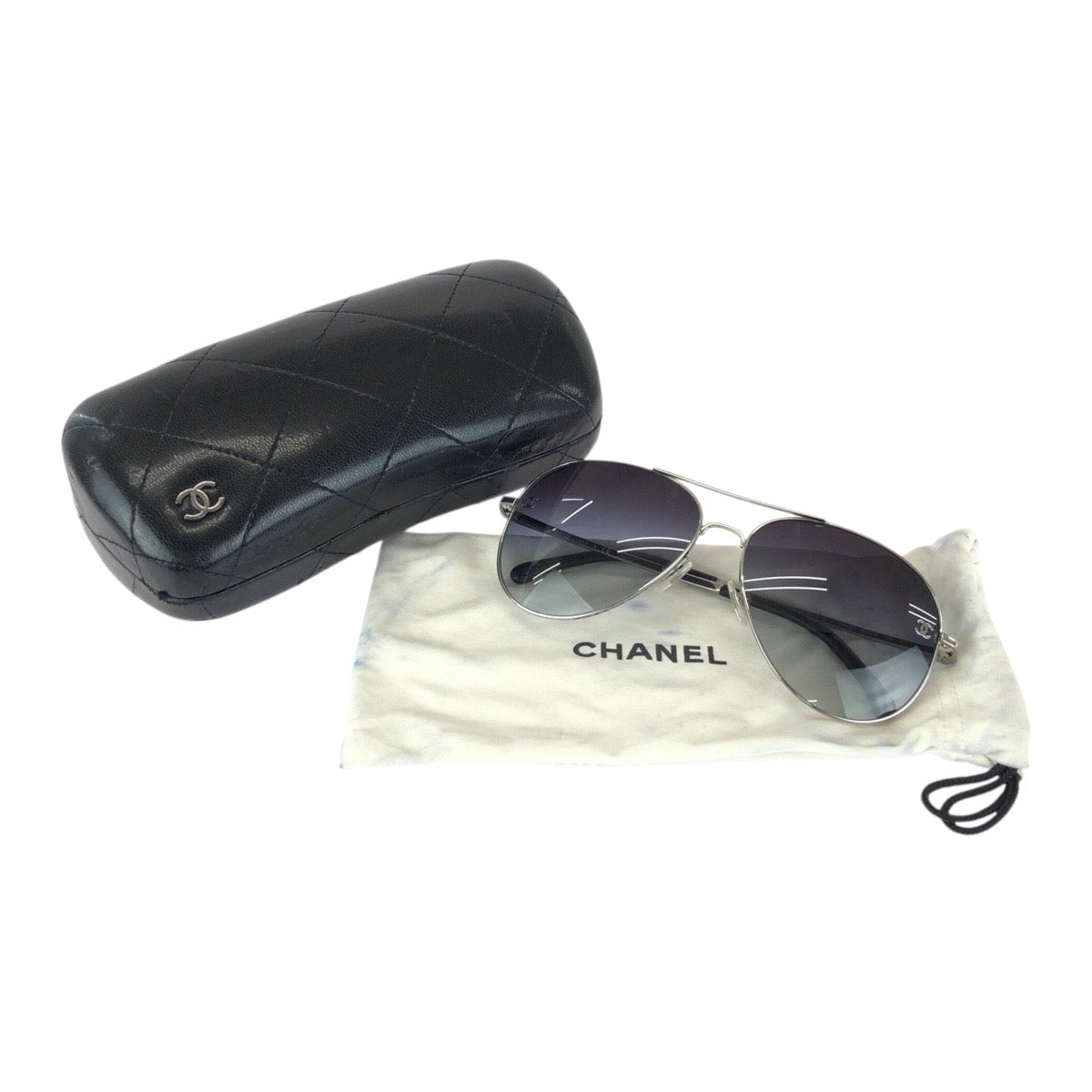 24641
CHANEL シャネル ココマーク グレー シルバー金具 チタン / レザー 4189TQ サングラス 男女兼用 ティアドロップ レディース A28