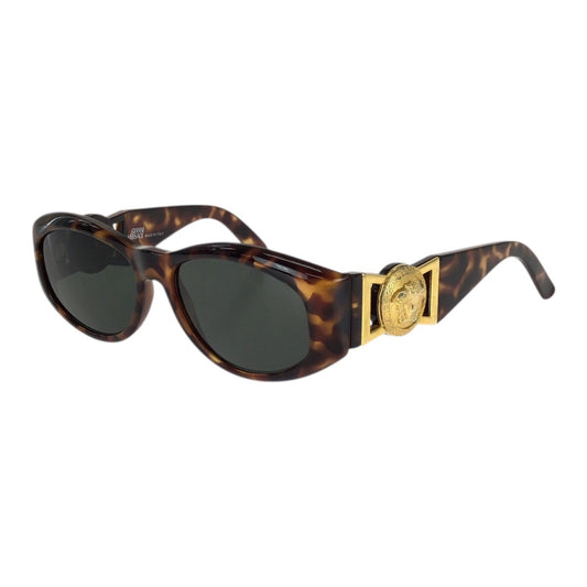 24644
VERSACE ヴェルサーチ ヴィンテージ メデューサ ハバナ ブラウン ゴールド金具 プラスチック / メタル MOD.424 サングラス 男女兼用 オーバル レディース ABP21