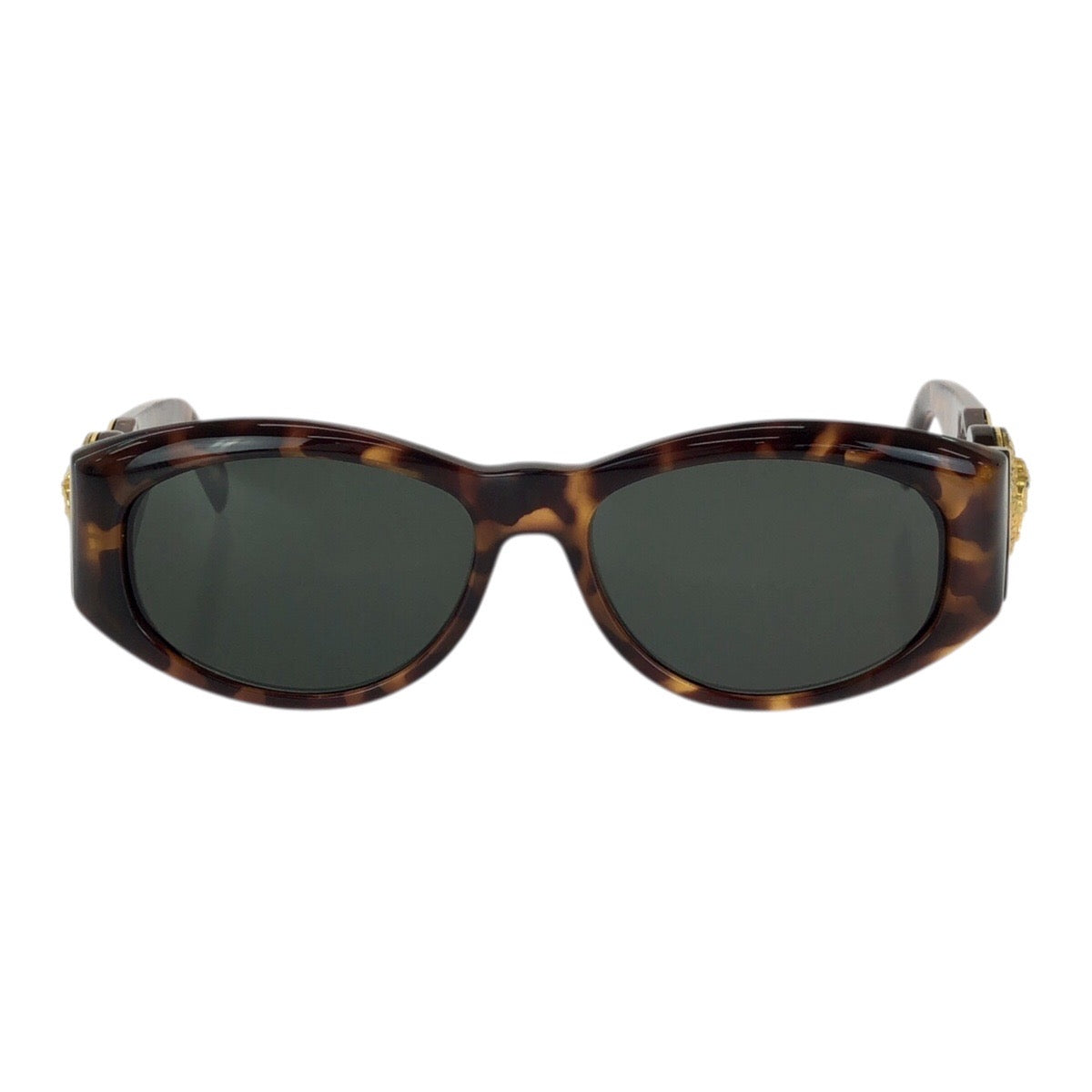 24644
VERSACE ヴェルサーチ ヴィンテージ メデューサ ハバナ ブラウン ゴールド金具 プラスチック / メタル MOD.424 サングラス 男女兼用 オーバル レディース ABP21