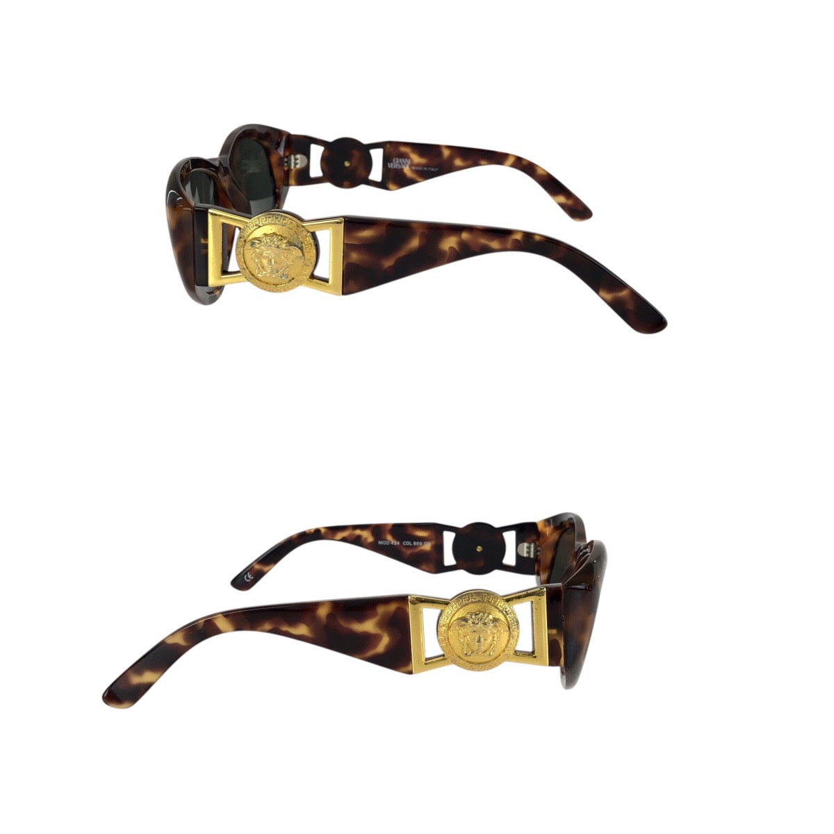 24644
VERSACE ヴェルサーチ ヴィンテージ メデューサ ハバナ ブラウン ゴールド金具 プラスチック / メタル MOD.424 サングラス 男女兼用 オーバル レディース ABP21