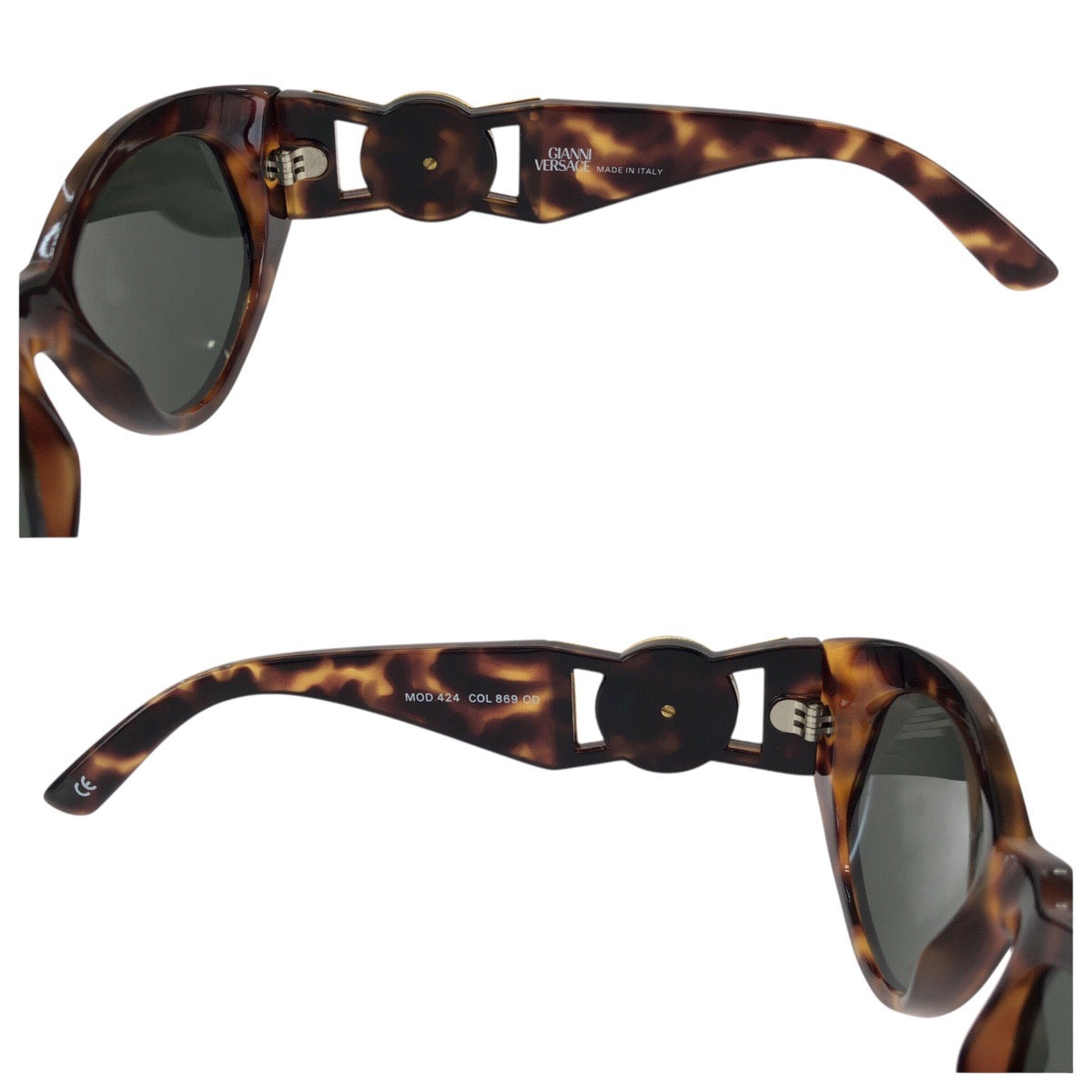 24644
VERSACE ヴェルサーチ ヴィンテージ メデューサ ハバナ ブラウン ゴールド金具 プラスチック / メタル MOD.424 サングラス 男女兼用 オーバル レディース ABP21
