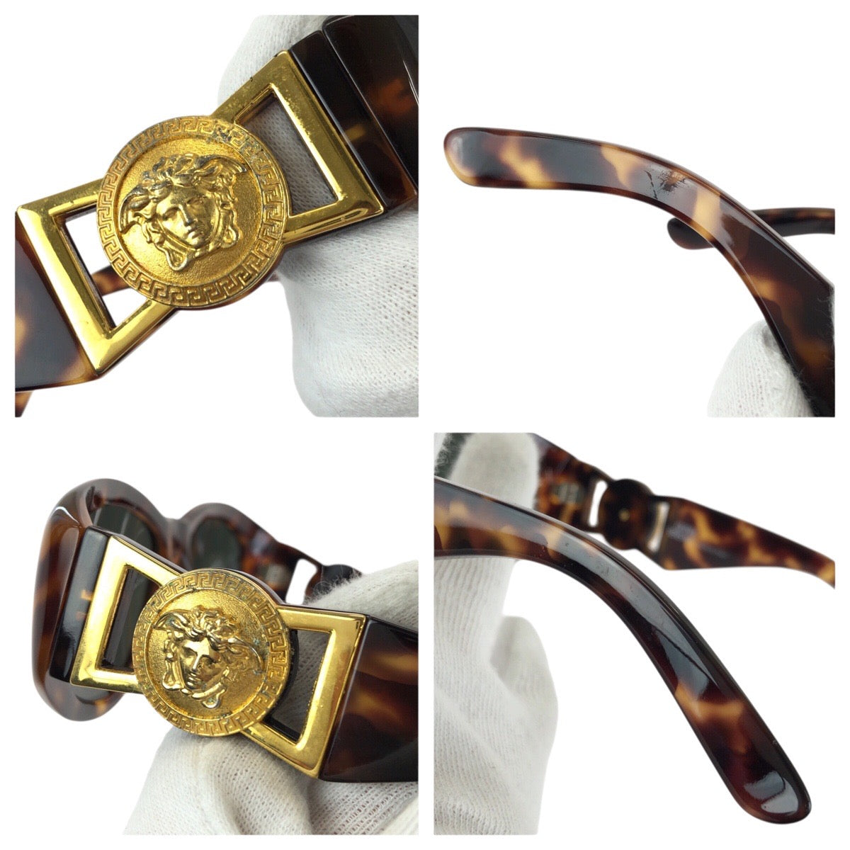 24644
VERSACE ヴェルサーチ ヴィンテージ メデューサ ハバナ ブラウン ゴールド金具 プラスチック / メタル MOD.424 サングラス 男女兼用 オーバル レディース ABP21