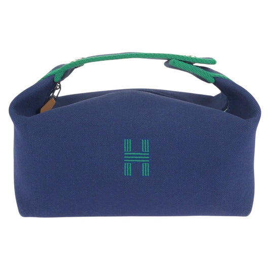 24650
HERMES エルメス ブリッド ア ブラック PM マリン ブルー グリーン トワルアッシュ ハンドバッグ アクセサリーポーチ メイクポーチ レディース AB70