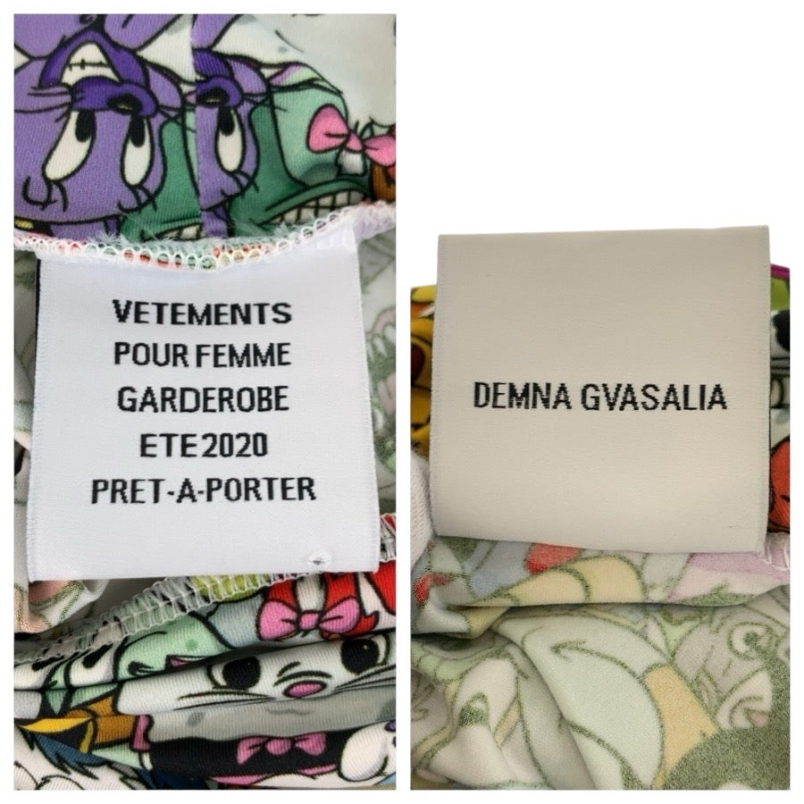 24654
VETEMENTS ヴェトモン カートゥーンプリント サイズXS マルチカラー ポリアミド / エラスタン ワンピース ミニドレス レディース A35