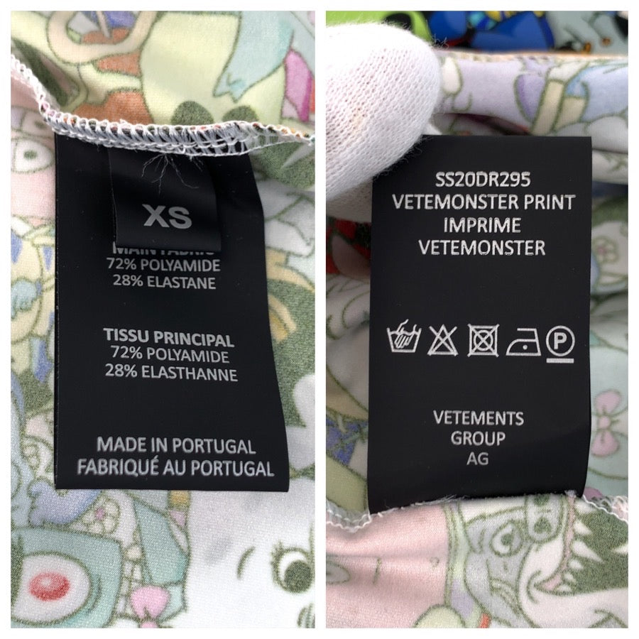 24654
VETEMENTS ヴェトモン カートゥーンプリント サイズXS マルチカラー ポリアミド / エラスタン ワンピース ミニドレス レディース A35