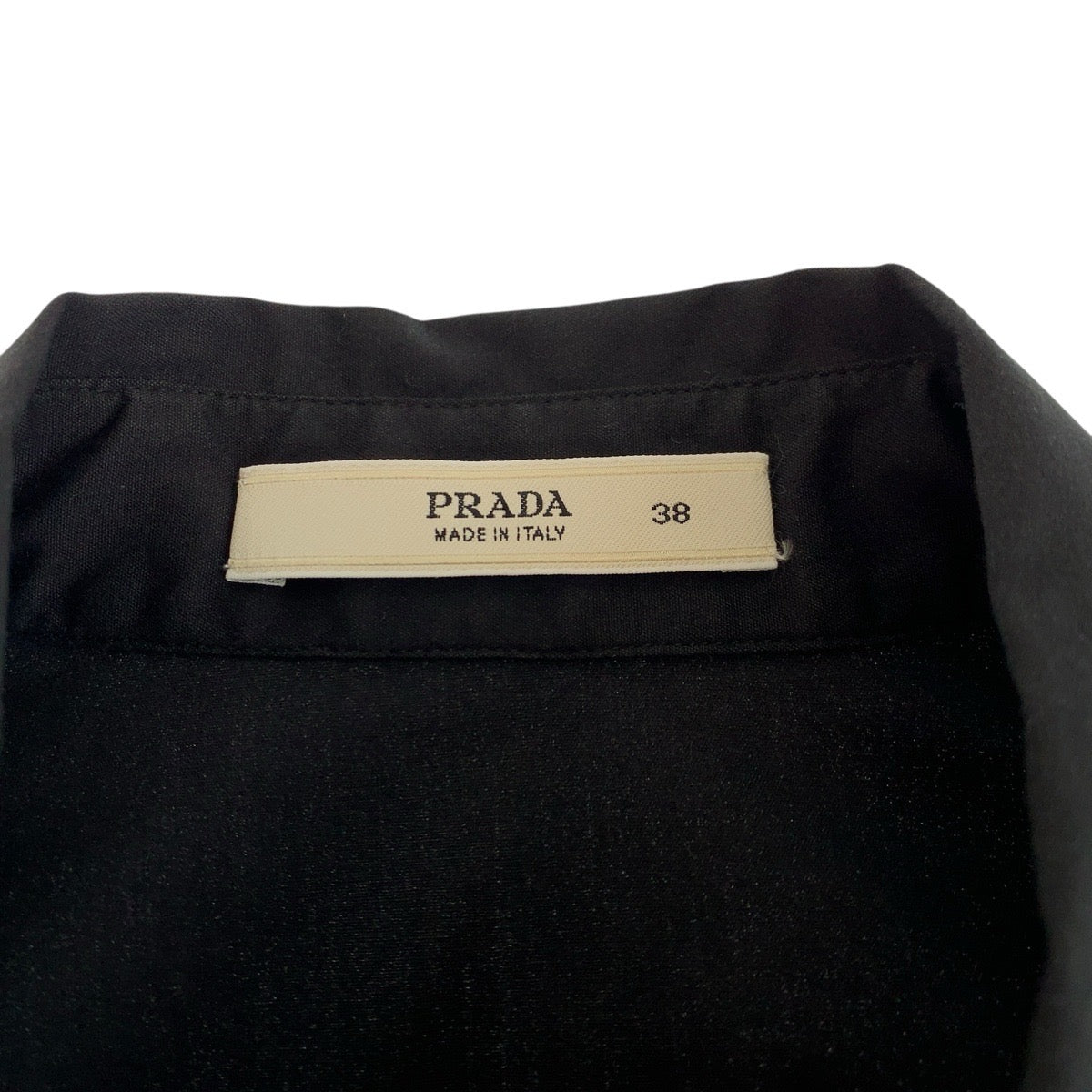 24657
PRADA プラダ サイズ38 ブラック 黒 コットン / ナイロン / エラスティン 半袖シャツ ブラウス レディース A14