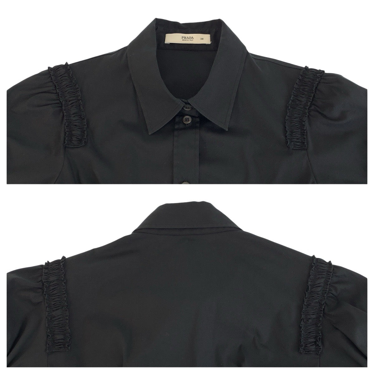 24657
PRADA プラダ サイズ38 ブラック 黒 コットン / ナイロン / エラスティン 半袖シャツ ブラウス レディース A14