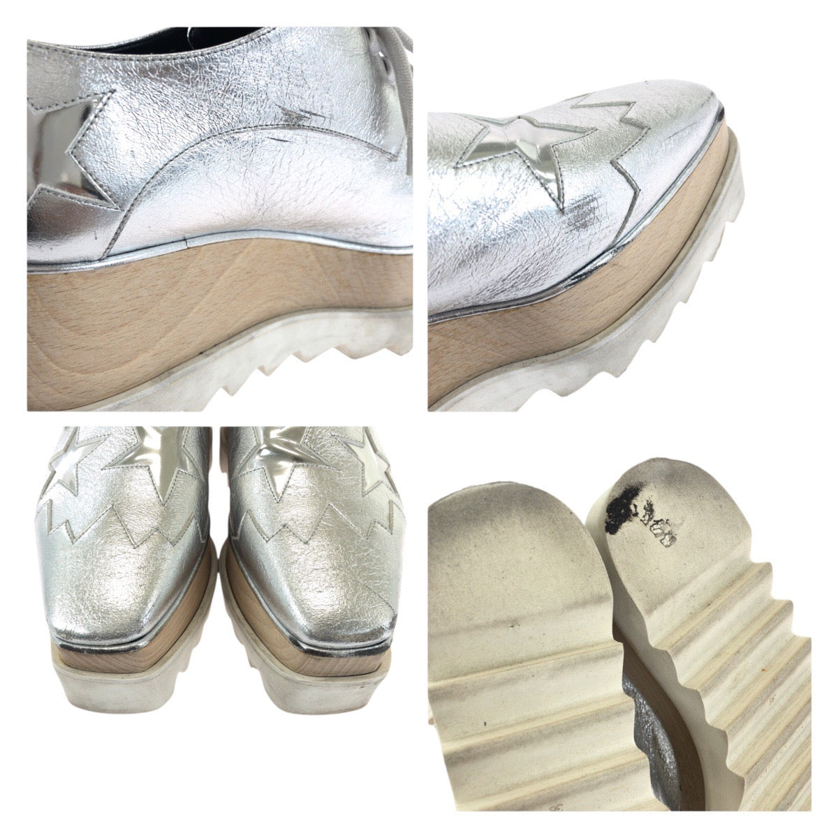 24662
Stella McCartney ステラマッカートニー エリス スター サイズ38 シルバー ポリウレタン / ポリエステル 363998 スニーカー プラットフォーム メンズ ABP14