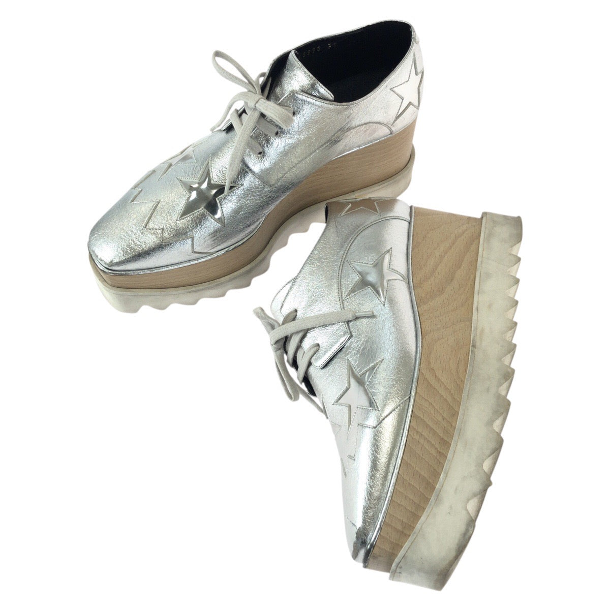 24662
Stella McCartney ステラマッカートニー エリス スター サイズ38 シルバー ポリウレタン / ポリエステル 363998 スニーカー プラットフォーム メンズ ABP14