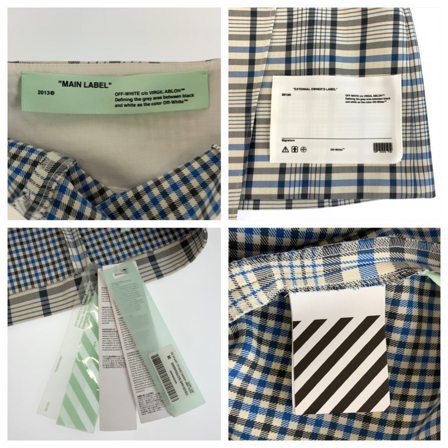 24663
OFF-WHITE オフホワイト チェック柄 サイズ38 ブルー グレー ホワイト コットン / シルク ワンピース キャミワンピース レディース A14