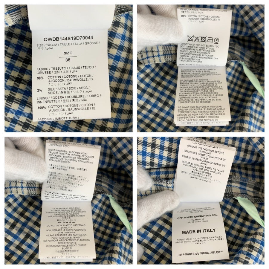 24663
OFF-WHITE オフホワイト チェック柄 サイズ38 ブルー グレー ホワイト コットン / シルク ワンピース キャミワンピース レディース A14