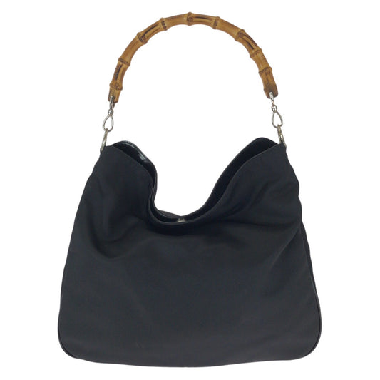 24669
GUCCI グッチ バンブー ブラック 黒 シルバー金具 ナイロン 001 1998 1577 ショルダーバッグ ハンドバッグ レディース ABP21