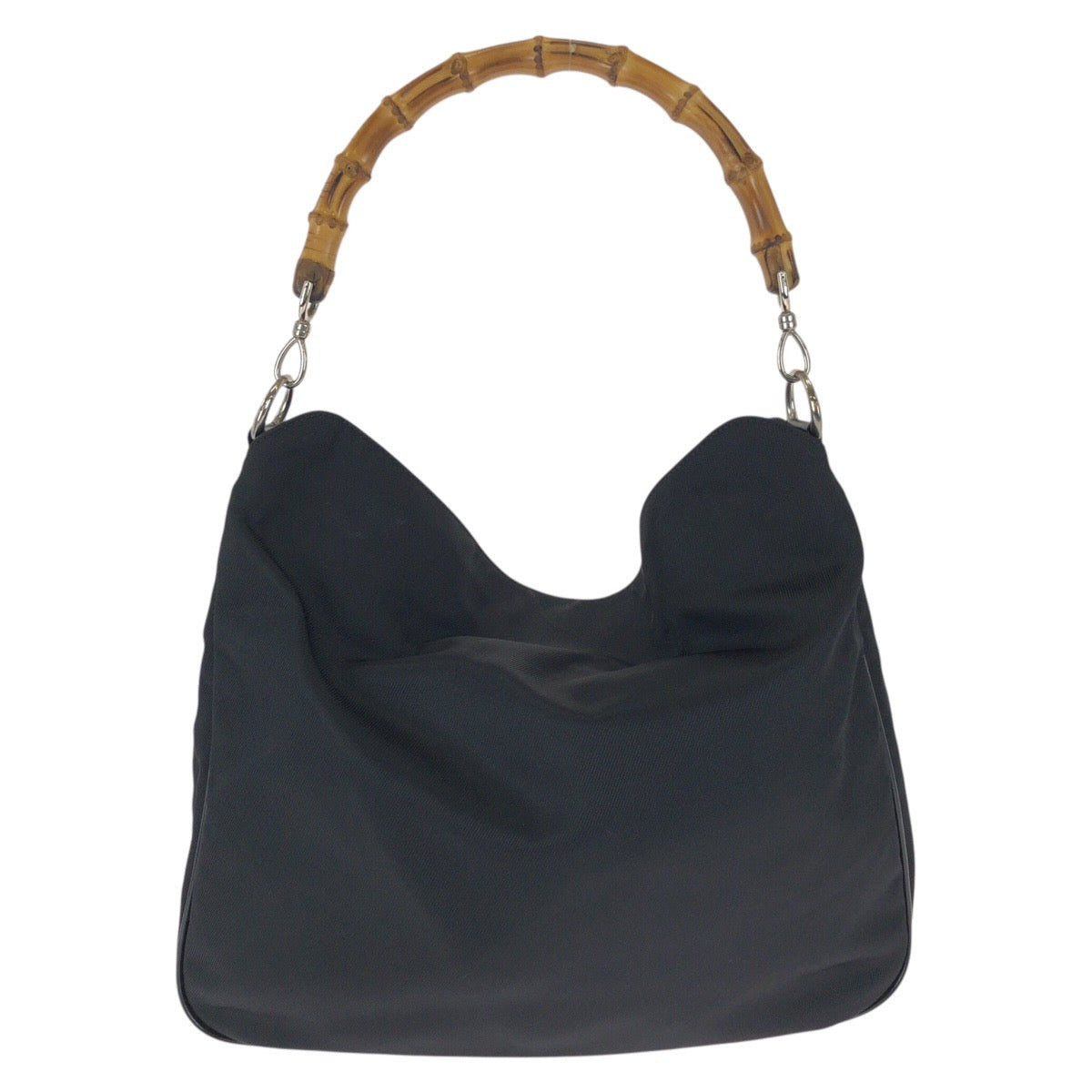 24669
GUCCI グッチ バンブー ブラック 黒 シルバー金具 ナイロン 001 1998 1577 ショルダーバッグ ハンドバッグ レディース ABP21