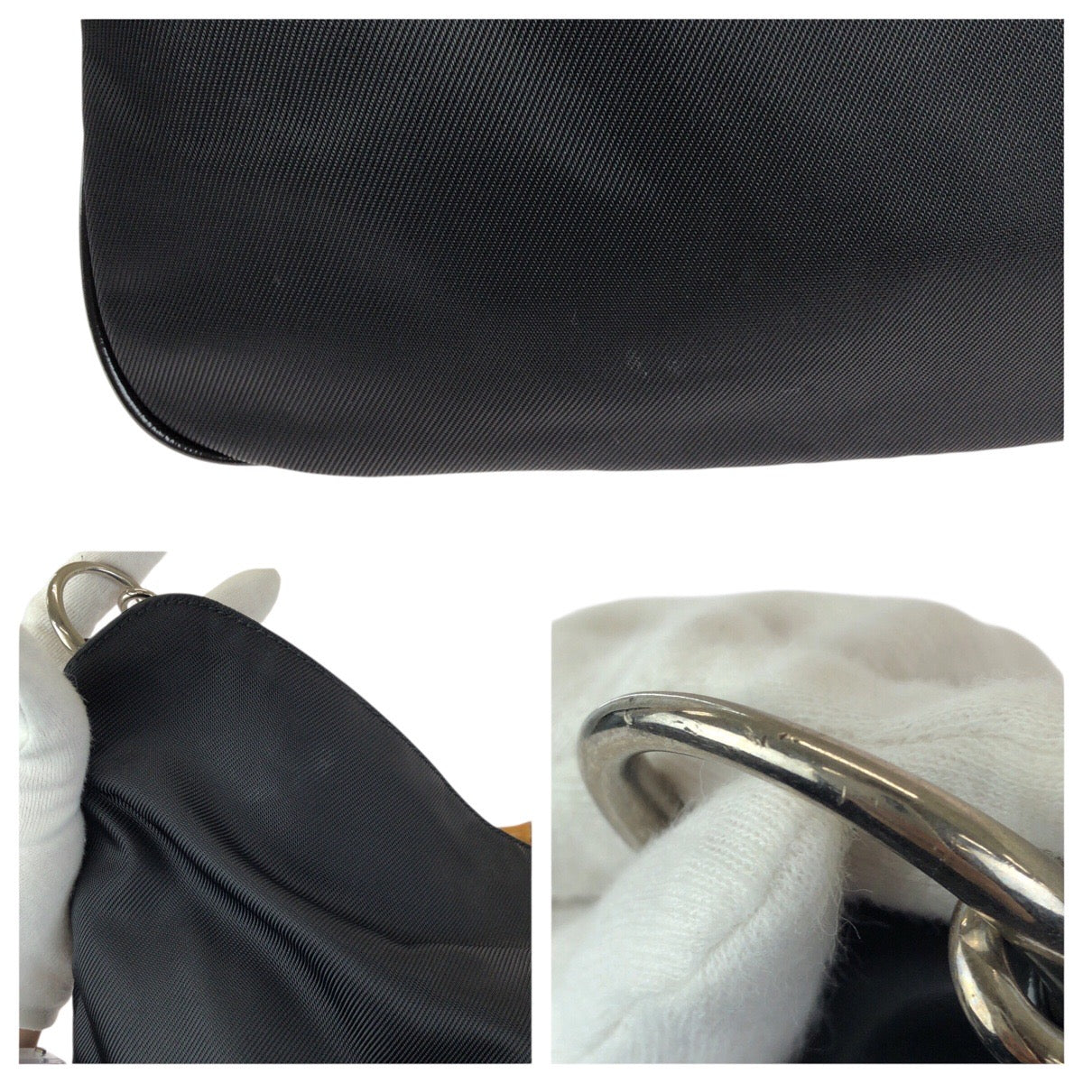 24669
GUCCI グッチ バンブー ブラック 黒 シルバー金具 ナイロン 001 1998 1577 ショルダーバッグ ハンドバッグ レディース ABP21