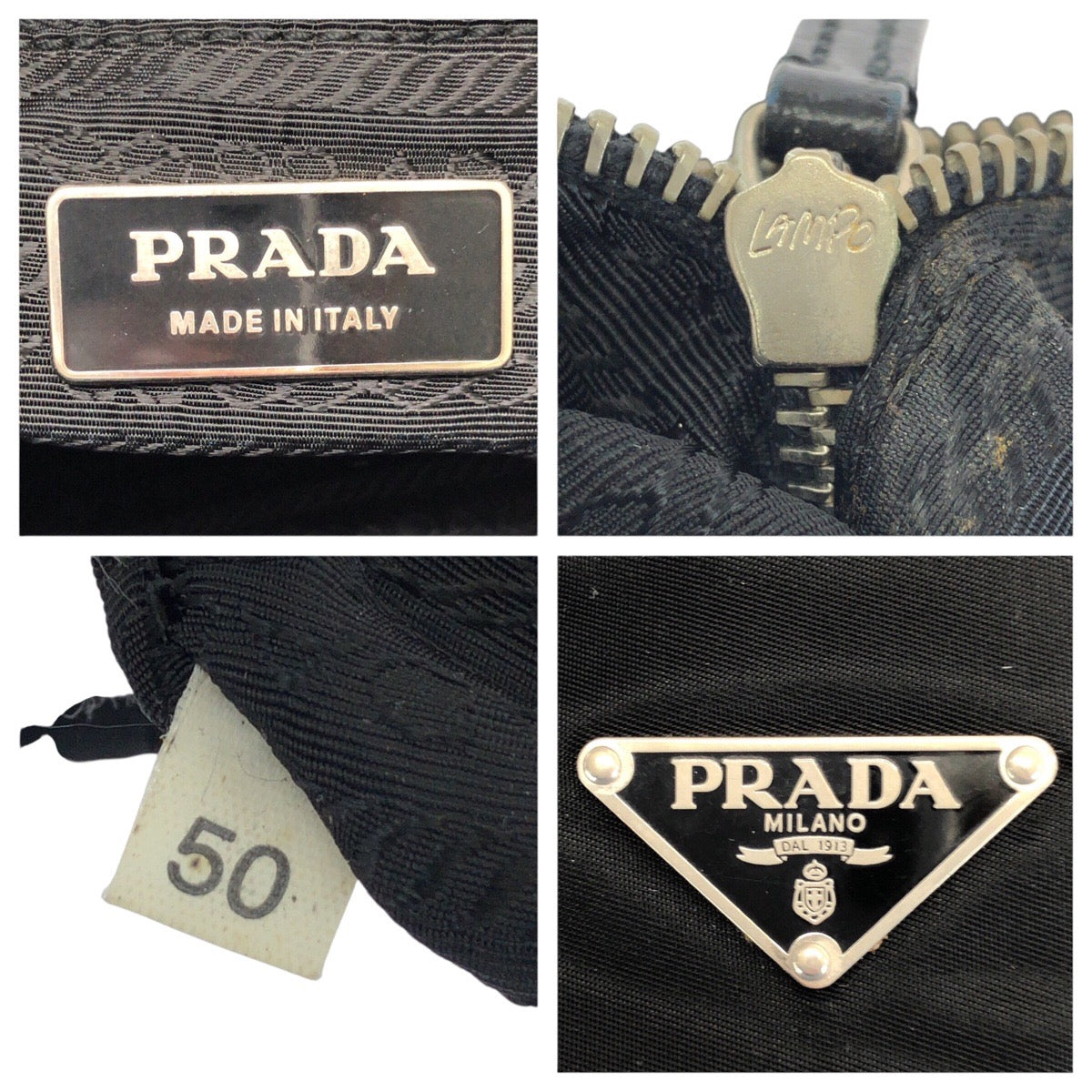 24675
PRADA プラダ テスート 三角ロゴプレート ブラック 黒 シルバー金具 ナイロン / レザー トートバッグ ショルダーバッグ レディース ABP28