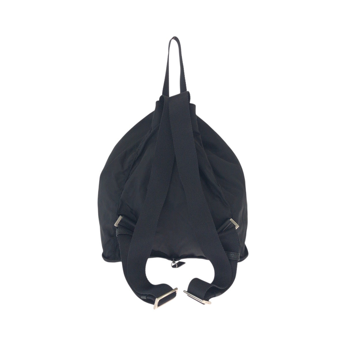 24681
PRADA プラダ テスート 三角ロゴプレート ブラック 黒 シルバー金具 ナイロン / レザー リュックサック バックパック 折りたたみ レディース A44