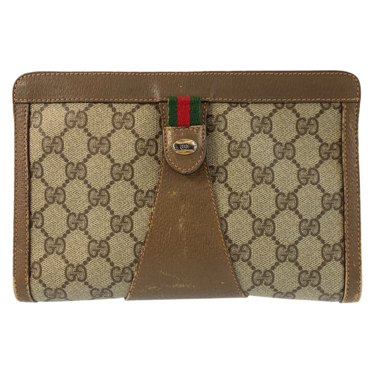 24686
GUCCI グッチ ヴィンテージ シェリーライン ベージュ ブラウン GGスプリームキャンバス / レザー 89 01 032 クラッチバッグ セカンドバッグ レディース AB14