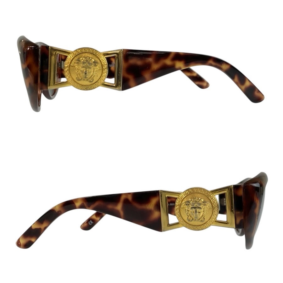 24688
VERSACE ヴェルサーチ メデューサ ブラウン ゴールド プラスチック MOD 424 COL 869 OD サングラス 男女兼用 オーバル レディース AB14