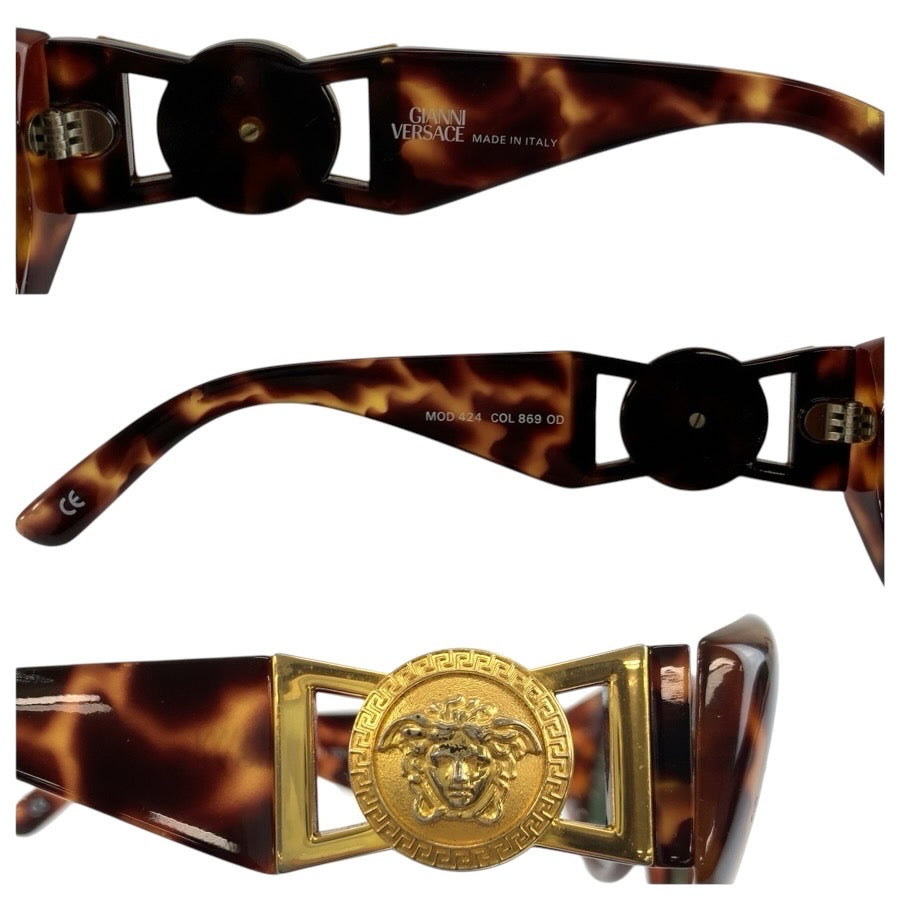 24688
VERSACE ヴェルサーチ メデューサ ブラウン ゴールド プラスチック MOD 424 COL 869 OD サングラス 男女兼用 オーバル レディース AB14