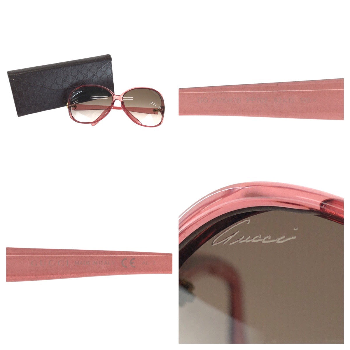 24690
GUCCI グッチ ラブリー ハート ピンク ブラウン ゴールド金具 プラスチック / メタル GG3525/K/S サングラス 男女兼用 バタフライ レディース ABP14
