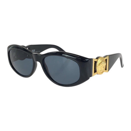 24691
VERSACE ヴェルサーチ ヴィンテージ メデューサ ブラック 黒 ゴールド金具 プラスチック / メタル MOD 424 サングラス 男女兼用 オーバル レディース A22