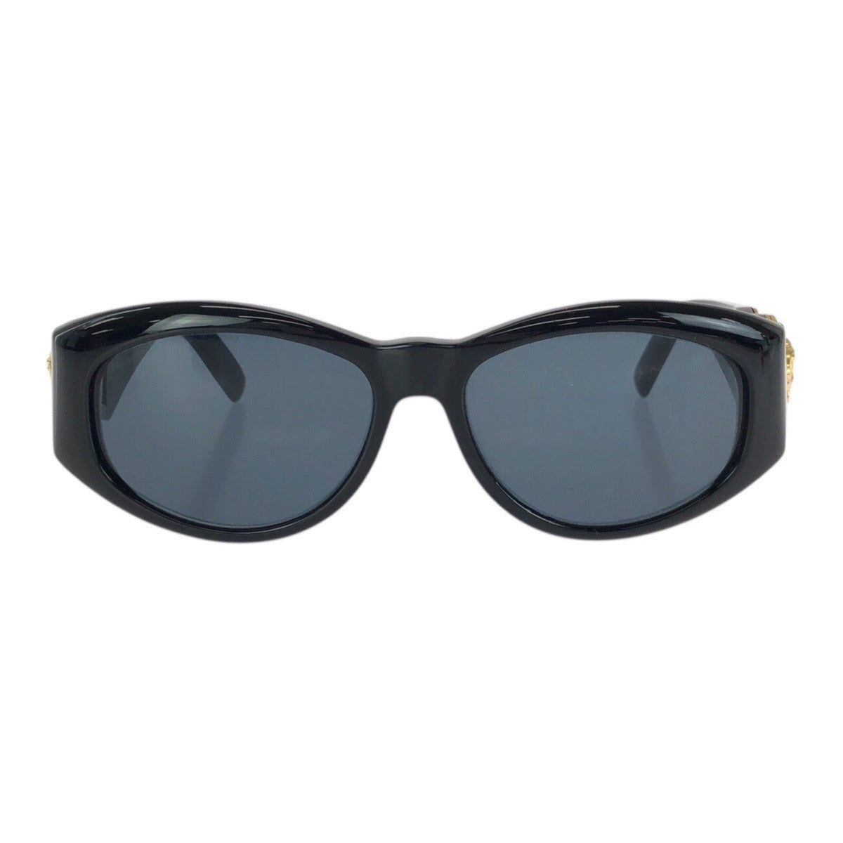 24691
VERSACE ヴェルサーチ ヴィンテージ メデューサ ブラック 黒 ゴールド金具 プラスチック / メタル MOD 424 サングラス 男女兼用 オーバル レディース A22