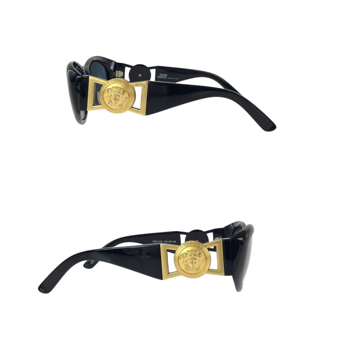 24691
VERSACE ヴェルサーチ ヴィンテージ メデューサ ブラック 黒 ゴールド金具 プラスチック / メタル MOD 424 サングラス 男女兼用 オーバル レディース A22