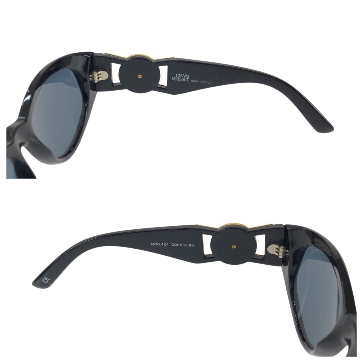 24691
VERSACE ヴェルサーチ ヴィンテージ メデューサ ブラック 黒 ゴールド金具 プラスチック / メタル MOD 424 サングラス 男女兼用 オーバル レディース A22