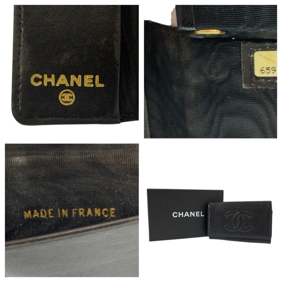 24695
CHANEL シャネル ココマーク ブラック 黒 ゴールド金具 レザー キーケース 6連 レディース ABP15