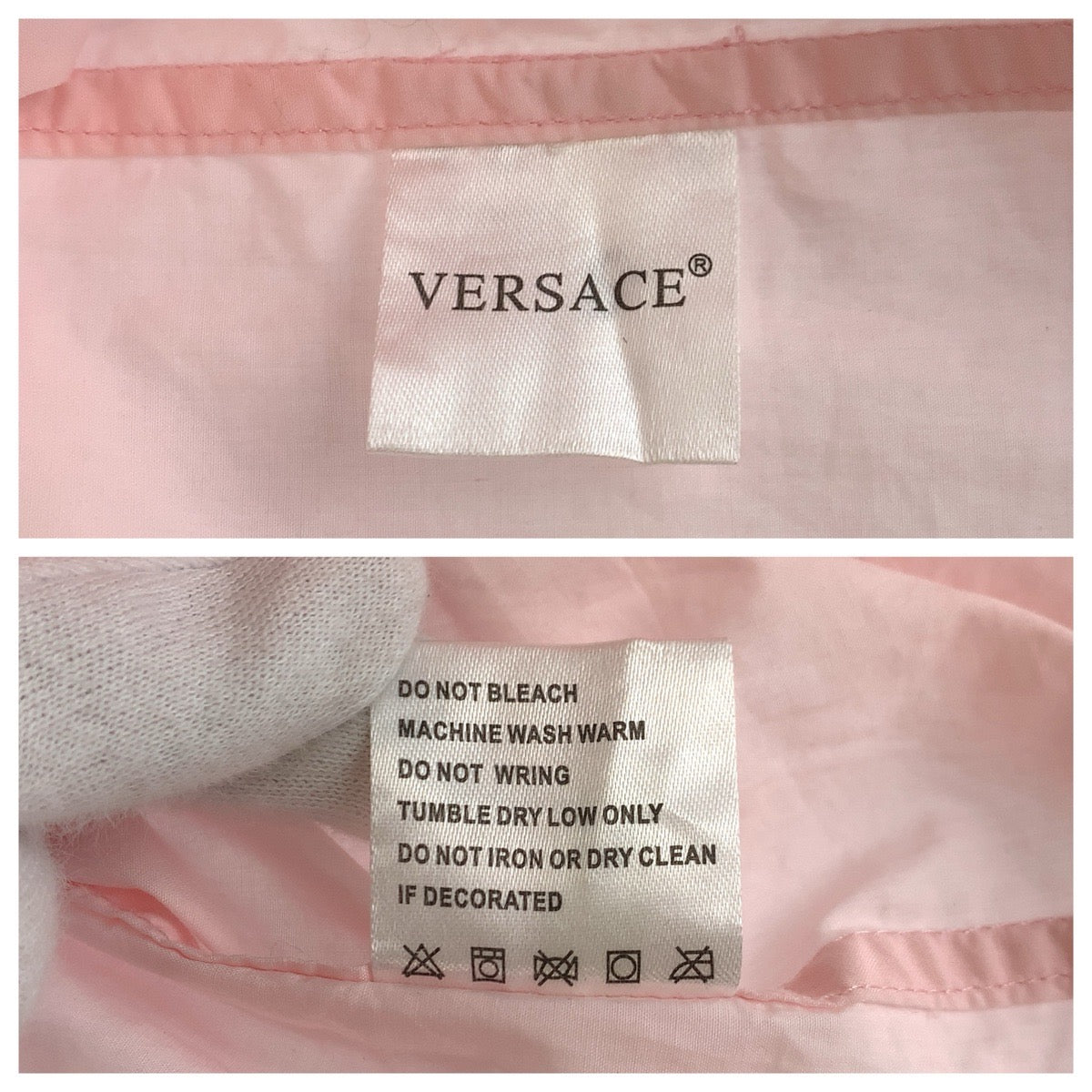 24698
VERSACE ヴェルサーチ ピンク コットン 長袖シャツ メンズ AB9