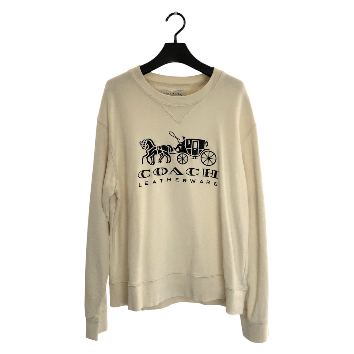 24701
COACH コーチ ホース アンド キャリッジ サイズM アイボリー コットン クルーネック スウェット トレーナー レディース AB14