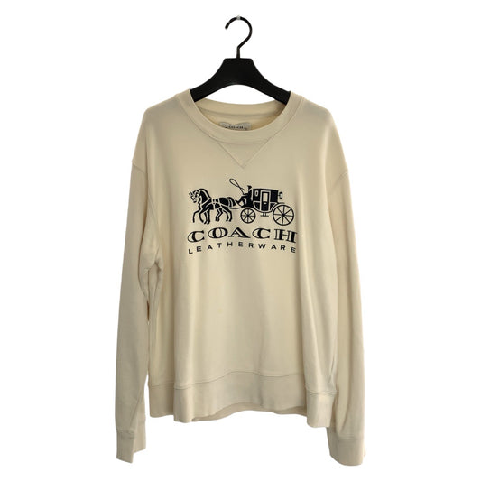 24701
COACH コーチ ホース アンド キャリッジ サイズM アイボリー コットン クルーネック スウェット トレーナー レディース AB14