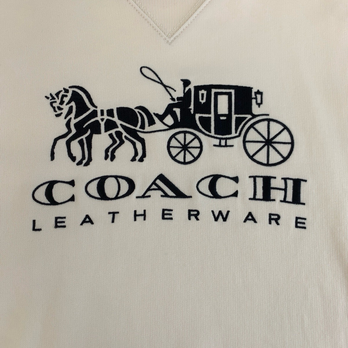 24701
COACH コーチ ホース アンド キャリッジ サイズM アイボリー コットン クルーネック スウェット トレーナー レディース AB14