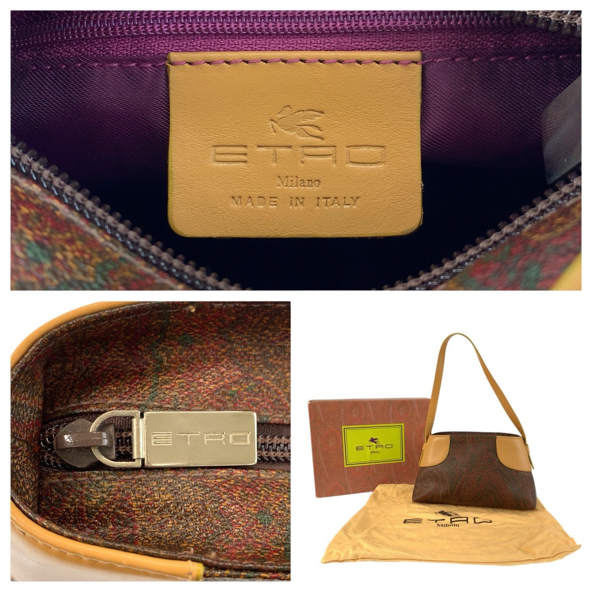24712
ETRO エトロ ペイズリー柄 ブラウン PVC ハンドバッグ ショルダーバッグ レディース ABP21