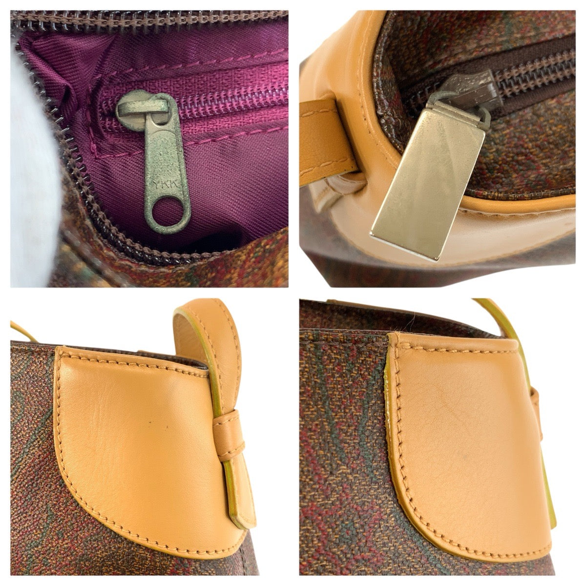 24712
ETRO エトロ ペイズリー柄 ブラウン PVC ハンドバッグ ショルダーバッグ レディース ABP21