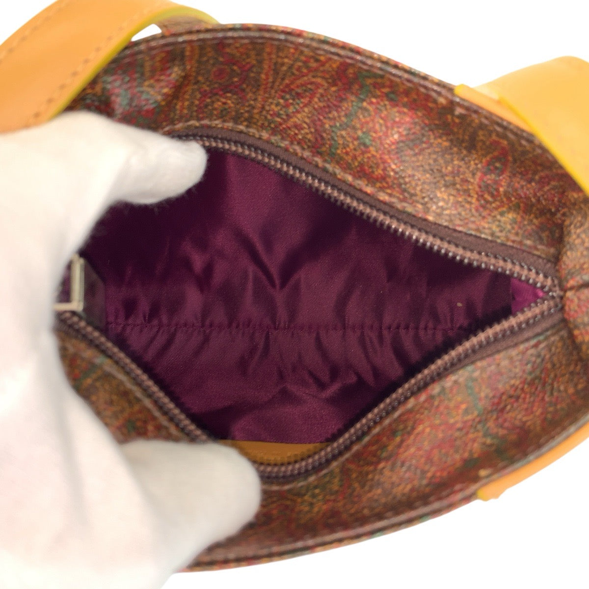 24712
ETRO エトロ ペイズリー柄 ブラウン PVC ハンドバッグ ショルダーバッグ レディース ABP21