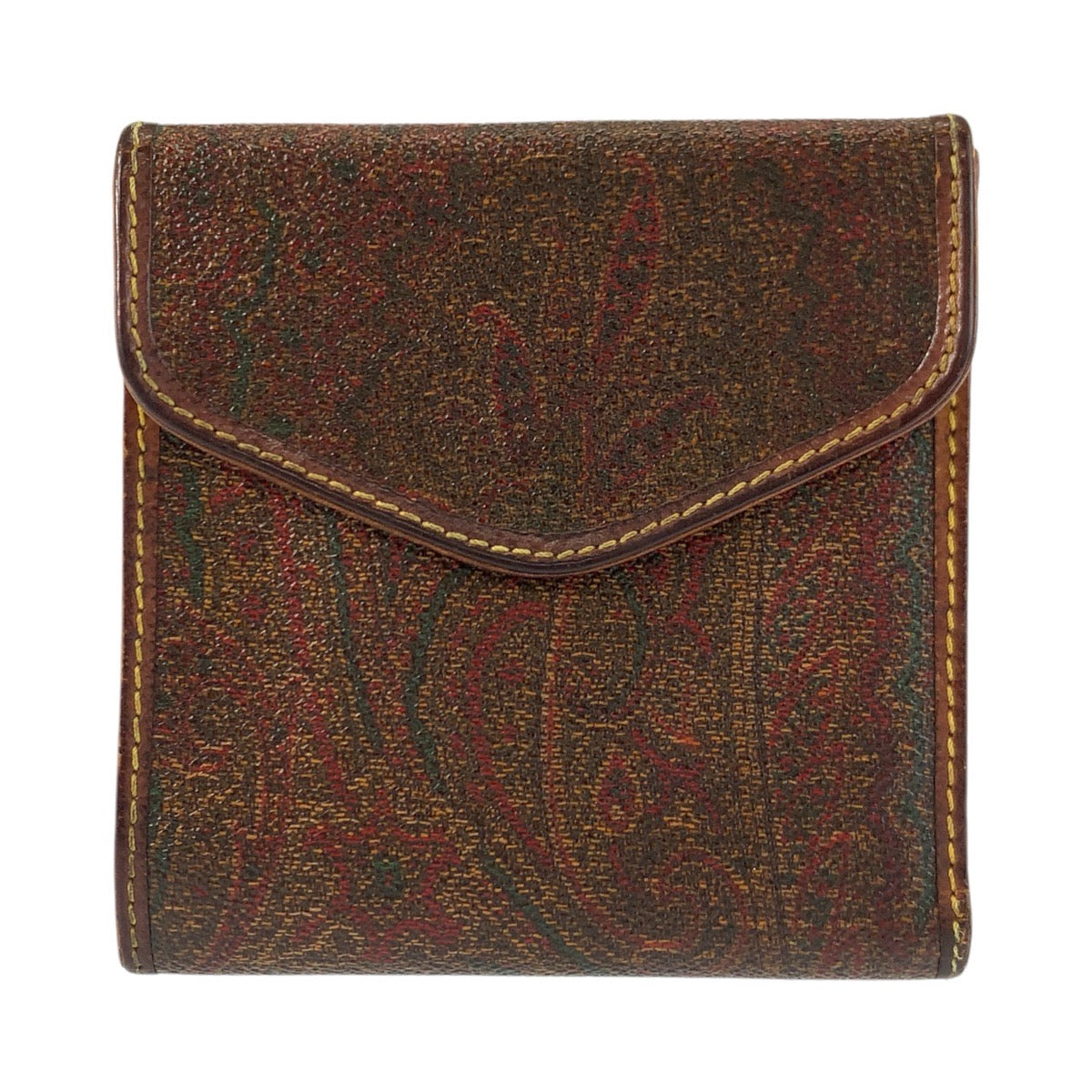 24713
ETRO エトロ ペイズリー柄 ブラウン PVC N0699651 折財布 コンパクトウォレット レディース B1