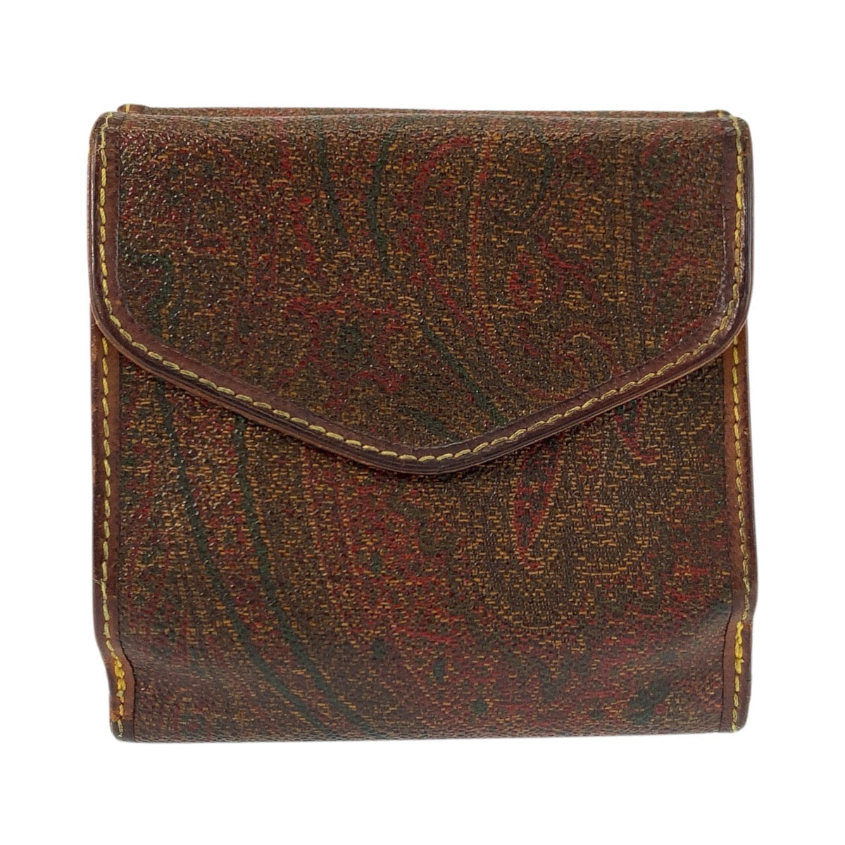 24713
ETRO エトロ ペイズリー柄 ブラウン PVC N0699651 折財布 コンパクトウォレット レディース B1