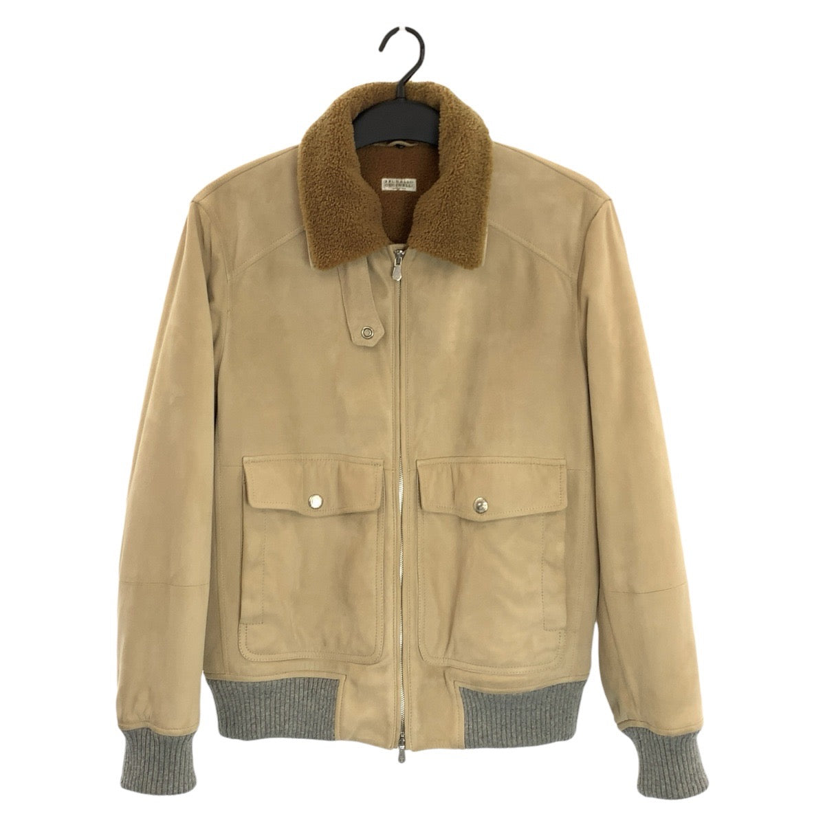 24714
Brunello Cucinelli ブルネロクチネリ 26SS ベージュ ブラウン レザー / ウール ブルゾン ジャケット メンズ ABP420