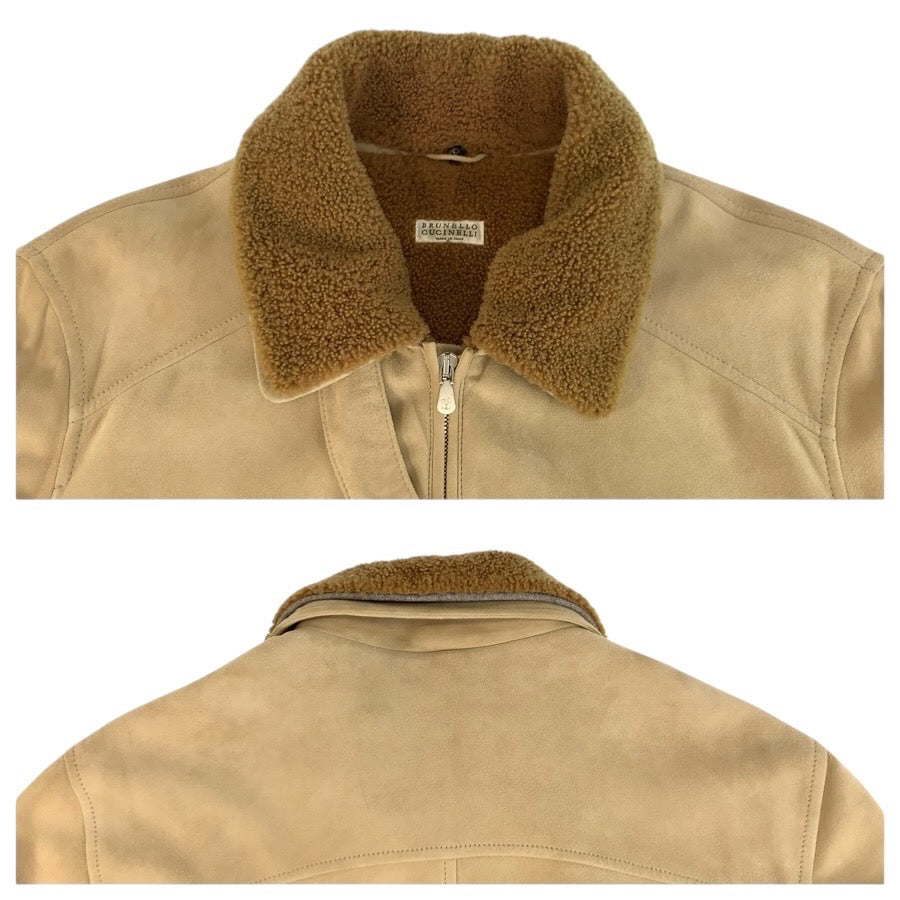 24714
Brunello Cucinelli ブルネロクチネリ 26SS ベージュ ブラウン レザー / ウール ブルゾン ジャケット メンズ ABP420