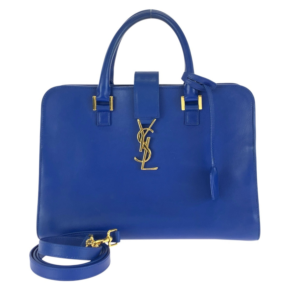 24719
SAINT LAURENT PARIS サンローランパリ モノグラム カバス YSL 2way ブルー ゴールド金具 レザー 357395 ハンドバッグ ショルダーバッグ レディース ABP70