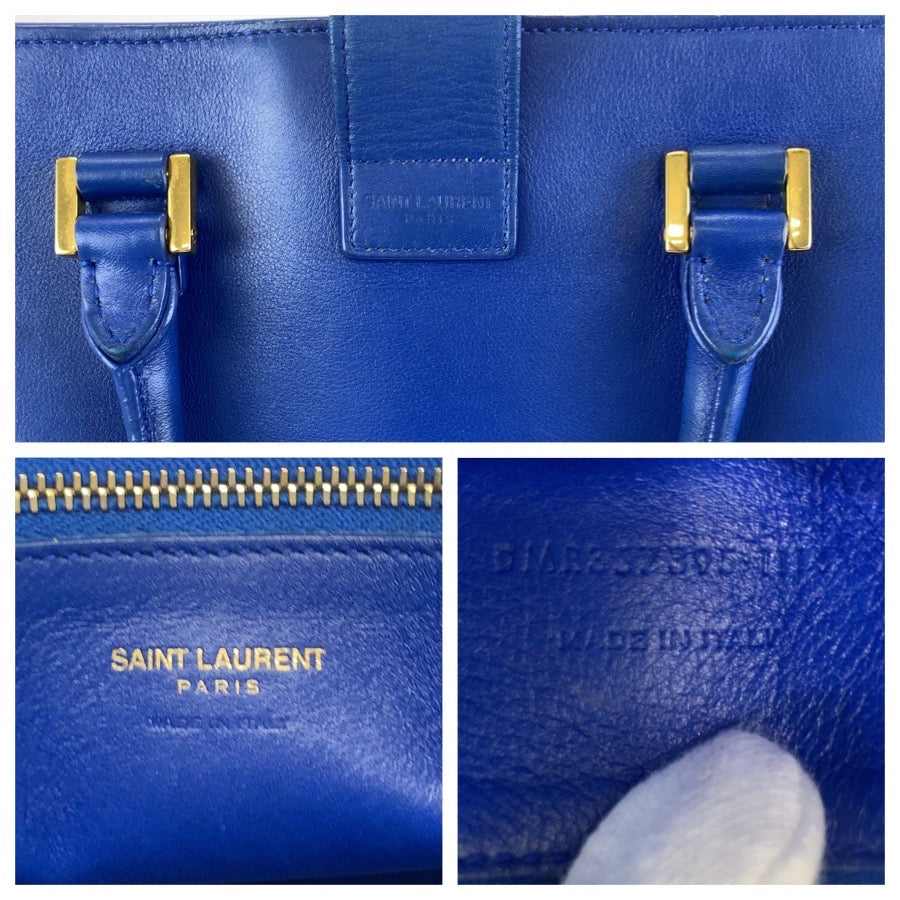 24719
SAINT LAURENT PARIS サンローランパリ モノグラム カバス YSL 2way ブルー ゴールド金具 レザー 357395 ハンドバッグ ショルダーバッグ レディース ABP70