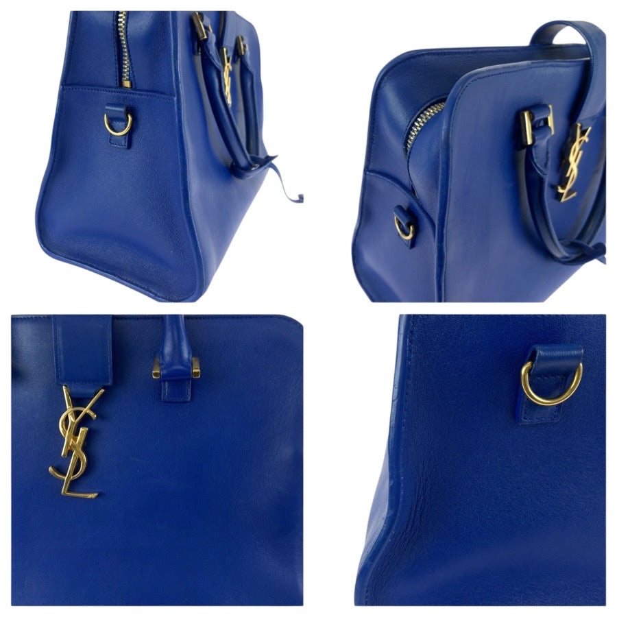 24719
SAINT LAURENT PARIS サンローランパリ モノグラム カバス YSL 2way ブルー ゴールド金具 レザー 357395 ハンドバッグ ショルダーバッグ レディース ABP70