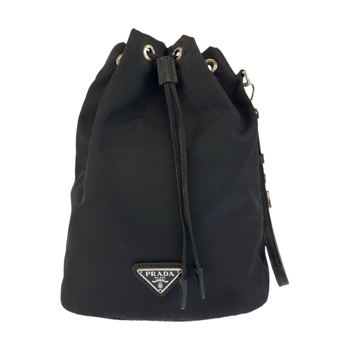 24721
PRADA プラダ テスート ブラック 黒 シルバー金具 ナイロン ポーチ 巾着ポーチ レディース ABP35