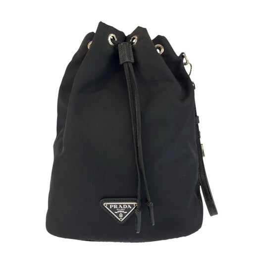 24721
PRADA プラダ テスート ブラック 黒 シルバー金具 ナイロン ポーチ 巾着ポーチ レディース ABP35