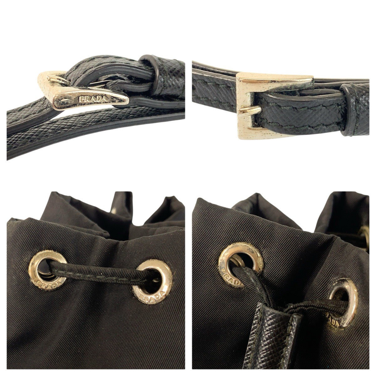 24721
PRADA プラダ テスート ブラック 黒 シルバー金具 ナイロン ポーチ 巾着ポーチ レディース ABP35