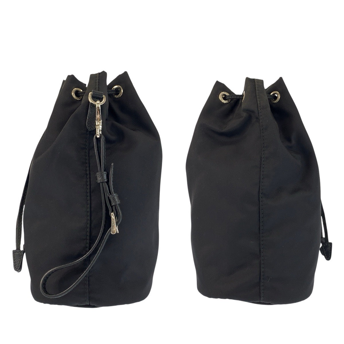 24721
PRADA プラダ テスート ブラック 黒 シルバー金具 ナイロン ポーチ 巾着ポーチ レディース ABP35